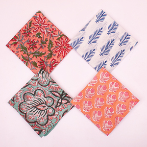 Organic Cotton <b>Square</b> Fashion Block Printed <b>Scarf</b> Plant Based Dye 21x21 Bandana Ethically Sourced Hand Stamped Kerchief - Product Image 2