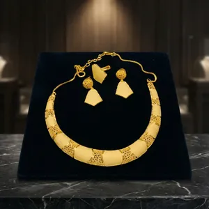 Ensemble de colliers plaqués or africain de luxe pour femmes, bijoux de mariage nigérian pour la fête de mariage - Product Image 4