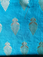 Tissu en soie 100% bleu, jacquard, tissé, motif floral, pour femmes