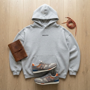 <b>Men's</b> <b>Grey</b> Oversized Fleece Hoodie Graphic Print Pullover Streetwear <b>Sweatshirt</b> Kangaroo Pocket Casual Sportswear Custom - Product Image 4