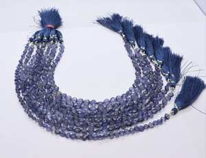 Cuentas facetadas de iolita natural AAA en forma de corazón, cuentas de piedra preciosa de iolita de 5-6 mm, taladradas rectas de 10 pulgadas para la fabricación de joyas - Product Image 4