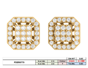 Luxury 14K Yellow Gold Rhodium Plated Women's Natural <b>Diamond</b> Stud <b>Earrings</b> 0.65 CTW Brilliant Cut Symmetrical Wedding Party - Product Image 3