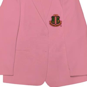Pink Women's Blazer With Embroidered Crest Notched Blazer Women Elegant Fashion <b>Jacket</b> with Embroidered Detail Formal Apparel - Product Image 3