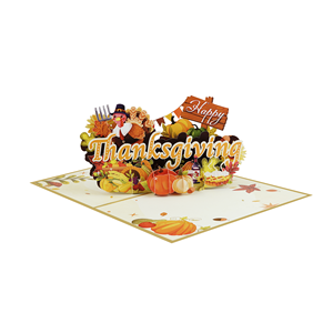 Tarjeta de Felicitación Pop-Up de Acción de Gracias Versión 2, Hecha a Mano, Tema de Cosecha Otoñal con Pavo, Tarjeta de Invitación Festiva, Tarjeta de Regalo al por Mayor - Product Image 2