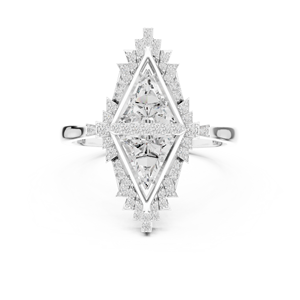 Bague tendance en diamant de laboratoire taille triangle sertie en or blanc 18 carats pour fête, mariage, cadeau de luxe, Saint-Valentin pour femme - Product Image 1