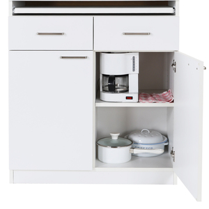 Modern <b>White</b> Living Room <b>Cabinet</b> Flat Panel Door 4 Drawers 0 Shelves Lockable Wood <b>Storage</b> Minimalist Design Home Furniture - Product Image 6