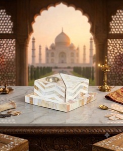 Ramadan Arabic Sandalwood <b>Incense</b> Mabkhara Mother Pearl Inlay Mubkhar <b>Box</b> Tray Set Bakhoor Burner Madkhan Serving Tray Religious - Product Image 1