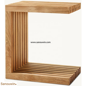 Table <span class=keywords><strong>en</strong></span> <span class=keywords><strong>teck</strong></span> <span class=keywords><strong>en</strong></span> forme de C, rangées de lattes parallèles, composant modulaire, construction de haute qualité, mobilier d'extérieur, lavable, utilisation <span class=keywords><strong>en</strong></span> cour, hôtel - Product Image 3