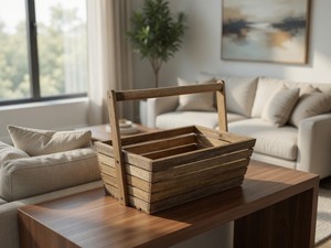Mango Wood Rustic <b>Kitchen</b> Cutlery Organizer Stand Non-Folding Durable Portable <b>Rack</b> for Forks Knives Spoons 12x7x5 Inches Made - Product Image 5