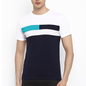 เสื้อยืดคอกลมแขนสั้นทรงปกติสำหรับผู้ชาย ผ้าฝ้าย 100% ระบายอากาศได้ดี เป็นมิตรกับสิ่งแวดล้อม สีขาว กรมท่า สีเขียวอมฟ้า - Product Image 3