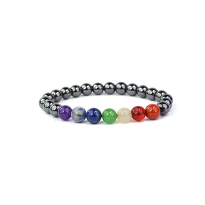 Pulsera de Hematita de Alta Calidad con Cuentas de los Siete Chakras, Regalo Romántico, Joyería con Dijes de Moda para Hombres y Mujeres, Meditación Energética - Product Image 1