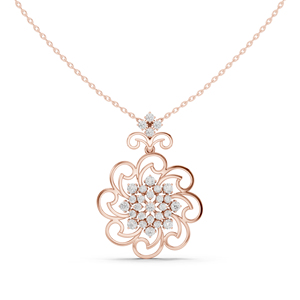 Pendentif en or rose 14 carats avec diamant de laboratoire taille ronde pour femme – Cadeau d'anniversaire – Nouveau diamant cultivé - Product Image 3
