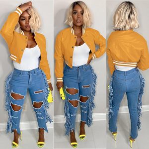 Veste courte de baseball brodée pour femme, style universitaire, service d'échantillons personnalisés disponible, fabrication OEM - Product Image 4