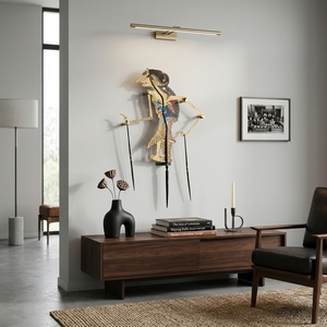 Marionnette de l'ombre Wayang Kulit Puntadewa en cuir indonésien artisanal, décoration culturelle traditionnelle javanaise, objet d'art ethnique - Product Image 5