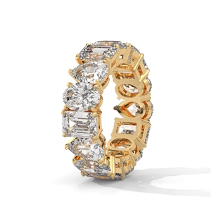 Gold Seven Stone Diamond <b>Ring</b> Oval Pear Emerald Cut Prong <b>Set</b> Wedding Bridal Jewelry - Product Image 2