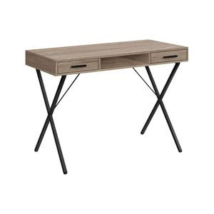 Scrivania per Computer Contemporanea da 42 Pollici per Ufficio Domestico con Cassetti di Stoccaggio Sinistro e Destro, Laminato Marrone e Metallo Nero - Product Image 2
