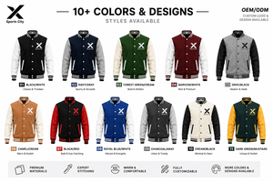 Veste de sport classique en polaire pour homme X Sports City, en laine et cuir, avec manches en cuir PU, col rabattable, boutons, fabriquée au Pakistan, OEM - Product Image 5