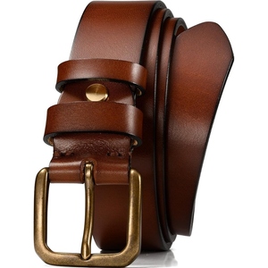 Ceinture homme en cuir de buffle premium, cuir pleine fleur véritable, boucle classique rétro, durable, ceinture décontractée et habillée. - Product Image 3