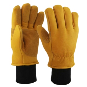 Reinforced Cowhide Grain Leather Safety Anti-Static Smooth Work <b>Gloves</b> Cold Resistant Thick Fleece Lining Industrial <b>Driver</b> Hand - Product Image 1