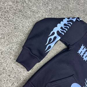 Sudadera con capucha personalizada con cremallera completa para hombre, de gran tamaño, con estampado gráfico, de algodón y forro polar, estilo urbano, con cremallera, OEM - Product Image 2
