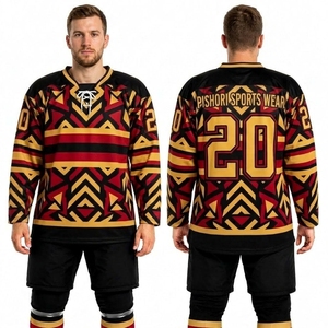 Jersey de Hockey sobre Hielo Clásico Personalizado Rojo y Negro, 100% Poliéster Sublimado, Manga Larga, Uniforme de Equipo Personalizado - Product Image 6