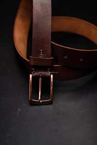 Leather Belt Men Vintage Jeans Belt Full Cowhide Leather Belt Buckle Old <b>Silver</b> 4cm Width - Product Image 5