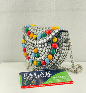 Único Vintage espejo embrague monedero cadenas cubierta cremallera estilo bohemio correa ajustable para bodas cócteles FWE - Product Image 2