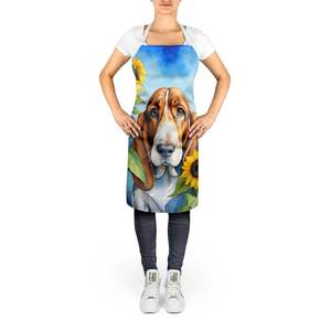Basset Hound Tournesols Adulte Tablier Unisexe Grand Serveur de Cuisine Multicolore pour la Cuisine Cuisson Artisanat Jardinage-pour Hommes Femmes - Product Image 2
