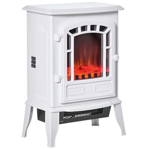 Chimenea Eléctrica Blanca de 750W/1500W, Estufa Independiente con Efecto de Llama Realista y Protección Contra Sobrecalentamiento - Product Image 1