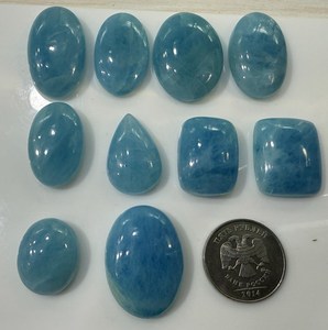 Cabujón de Aguamarina Azul Natural, Piedra Preciosa Suelta, Pulida y Lisa, para Diseño de Joyería, Cristal de Reiki para Sanación - Product Image 2