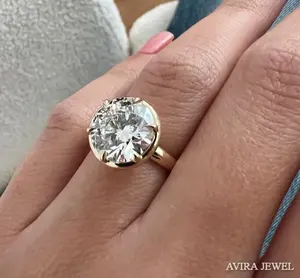 Anillo de Compromiso con Diamante Cultivado en Laboratorio de 1 Quilate EF VVS, Oro Sólido de 10K, 14K, 18K, Sin Níquel, Sin Plomo, Anillo de Boda Clásico para Mujer - Product Image 5