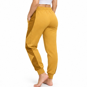 <b>Women</b> Casual Mustard Yellow Printed Jogger <b>Sweatpants</b> with High Waist Drawstring and Panel Design - Product Image 5