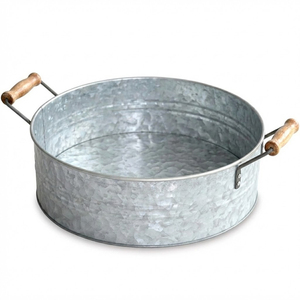 Plateau de service rond en métal, design solide, style rétro durable pour le camping, l'extérieur, les fêtes à la ferme, les plateaux de service pour boissons - Product Image 1