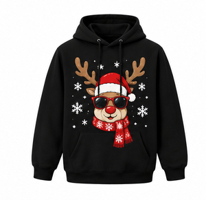 Sweat-shirt unisexe en coton tricoté rouge avec impression numérique « Vœux Chaleureux de Noël », décontracté pour l'hiver, avec poche avant - Product Image 2