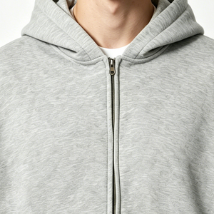 Sudadera con capucha extragrande de corte holgado con doble cremallera, personalizada, de algodón 100% de 400 g/m² de alto gramaje, estilo cropped de felpa francesa con cremallera. - Product Image 5