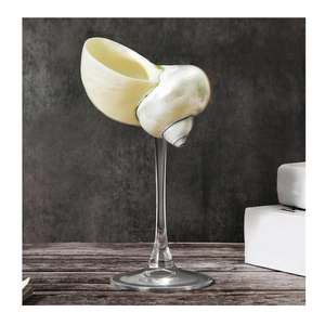 Verre à vin artisanal léger en verre et coquillages naturels, style artisanal populaire, pour bar à cocktails, restaurant, décoration de mariage - Product Image 5