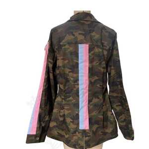 Veste camouflage pour femmes Jack and Jill, 100% coton, imperméable, bordure rose, logo brodé personnalisé, boutonnée, OEM, vente en gros - Product Image 4
