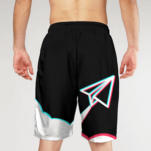 Pantalones Cortos Deportivos de Secado Rápido con Estampado Geométrico para Hombre, con Cordón en la Cintura, Diseño en Negro, Blanco, Rosa y Azul, Logotipo Frontal - Product Image 2