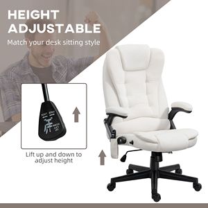 Sedia da Ufficio Direzionale con 6 Punti di Massaggio Vibrante, Schienale Alto in Velluto Bianco Crema, Altezza Regolabile, Materiale in Nylon - Product Image 5