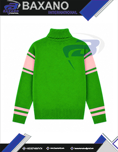 Alpha |   Kapa |   Pull à col roulé Alpha Sorority avec rayures roses et logo brodé, style preppy, pull d'hiver pour femmes - Product Image 6