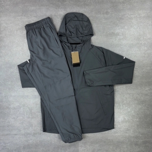 Chándal Deportivo Impermeable con Capucha para Hombre, Color Gris Oscuro Vintage, con Cierre Completo, Bolsillos Laterales, Ligero, de Nailon, para Invierno - Product Image 2