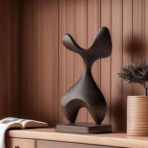 Sculpture en bois d'art moderne, artisanale, abstraite, en bois massif, pièce décorative pour la décoration intérieure contemporaine - Product Image 1