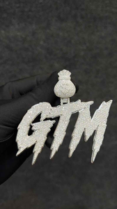 Moissanite <b>Silver</b> Custom <b>Initial</b> GTM Pendant Iced Out Letter Statement <b>Necklace</b> Hip Hop Luxury Jewelry For Men Unisex Gift - Product Image 6
