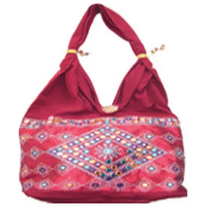 Bolso de Hombro Boho Étnico Hecho a Mano con Parches de Seda y Bordado de Espejo, el Más Novedoso de Moda, Bolso de Diseñador Vintage para Mujer - Product Image 1
