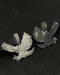 Custom Eagle Moissanite Luxury Pendant Necklace Fully Iced 925 Sterling Silver Silver Plated Lab Created Stone for <b>Gift</b> - Product Image 4