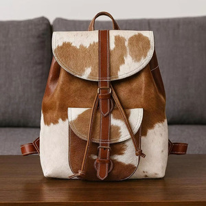 Wholesale cowhide leather bags Genuine cowhide leather hair on school <b>backpacks</b> bulk supplier OEM custom branding export quality - Product Image 2