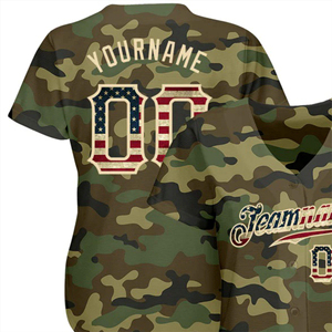 Custom Camouflage Baseball Jersey Button Down Sports Jersey Short Sleeve Team Uniform Shirt Personalized Name Number - Product Image 5
