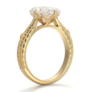 แหวนแต่งงานเพชรทรงคุชชั่นยาว 3 กะรัต ทองคำขาว 18K ได้รับการรับรองจาก IGI เพชรเพาะเลี้ยงสำหรับเจ้าสาว - Product Image 4