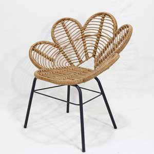 Comhome-Chaise Lounge de mimbre de plástico natural con cojines profundos y características a juego para una relajación cómoda - Product Image 3