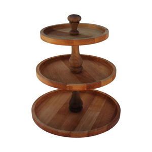Wholesale Mango Wood 2 Tier Cake Stand Wooden Dessert & Cupcake Serving Tray With Metal Handle Party & Wedding Display Server - Product Image 5
